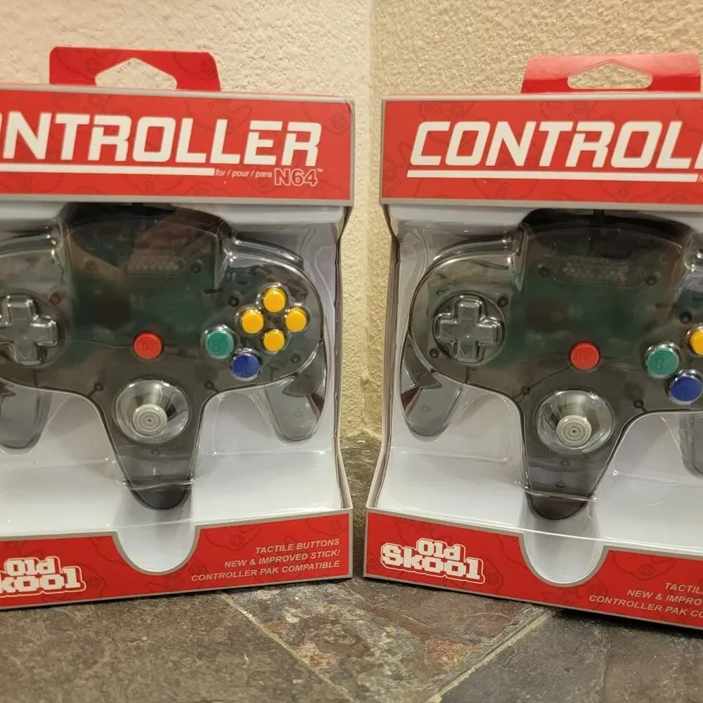 2 N64 Controllers - Smoke Black (NEW) - Nintendo64 - Funtastic Color - Old Skool